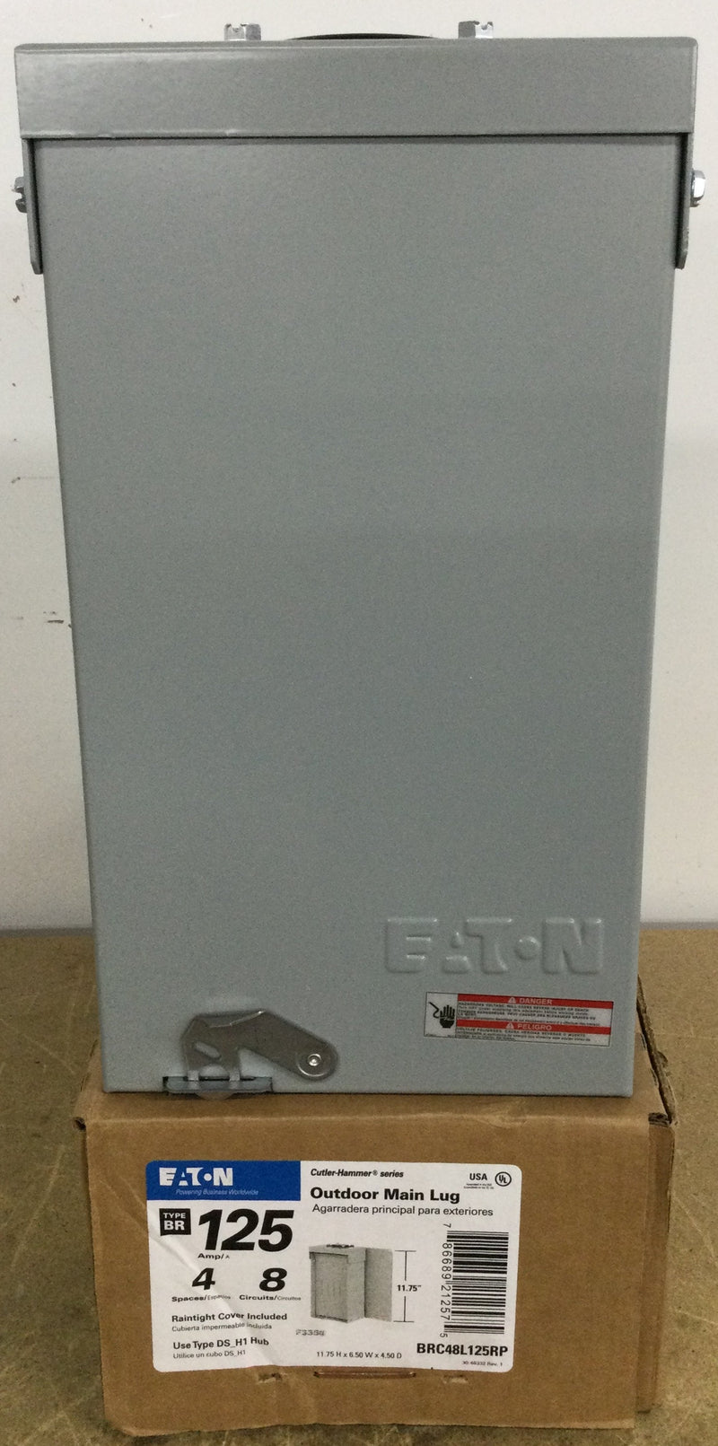 Eaton BRC48L125RP 125 Amp 4-Space 8-Circuit Main Lug NEMA 3R Outdoor Load Center