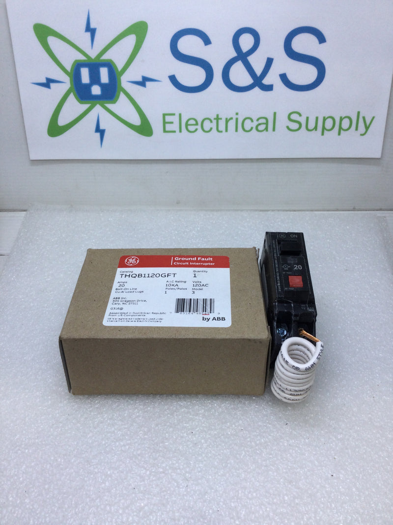 GE THQB1120GFT 20 Amp 1 Pole 120 Volt Bolt-On GFCI Ground Fault Breaker