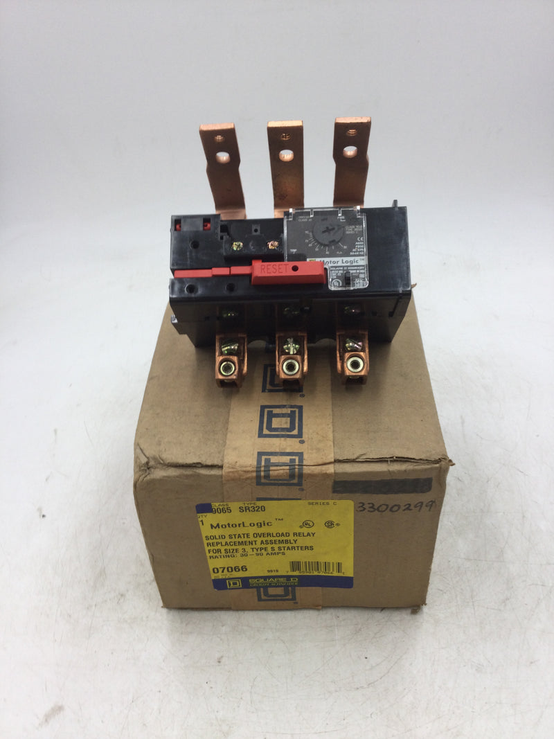 Square D 9065 Type SR320 Motor Logic Overload Relay Module 30-90 Amps Series C