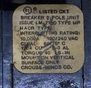 Crouse-Hinds MP230 30 Amp 2 Pole 240V Type MP Circuit Breaker - Cosmetic Flaw