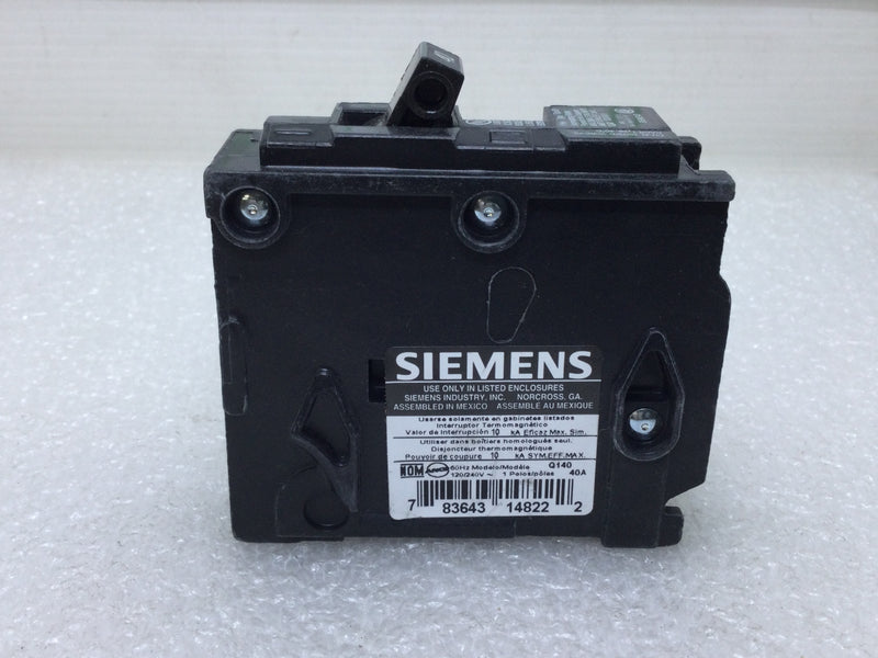 ITE/Siemens Q140 Circuit Breaker 40 Amp 120/240V Single Pole Unit Type QP