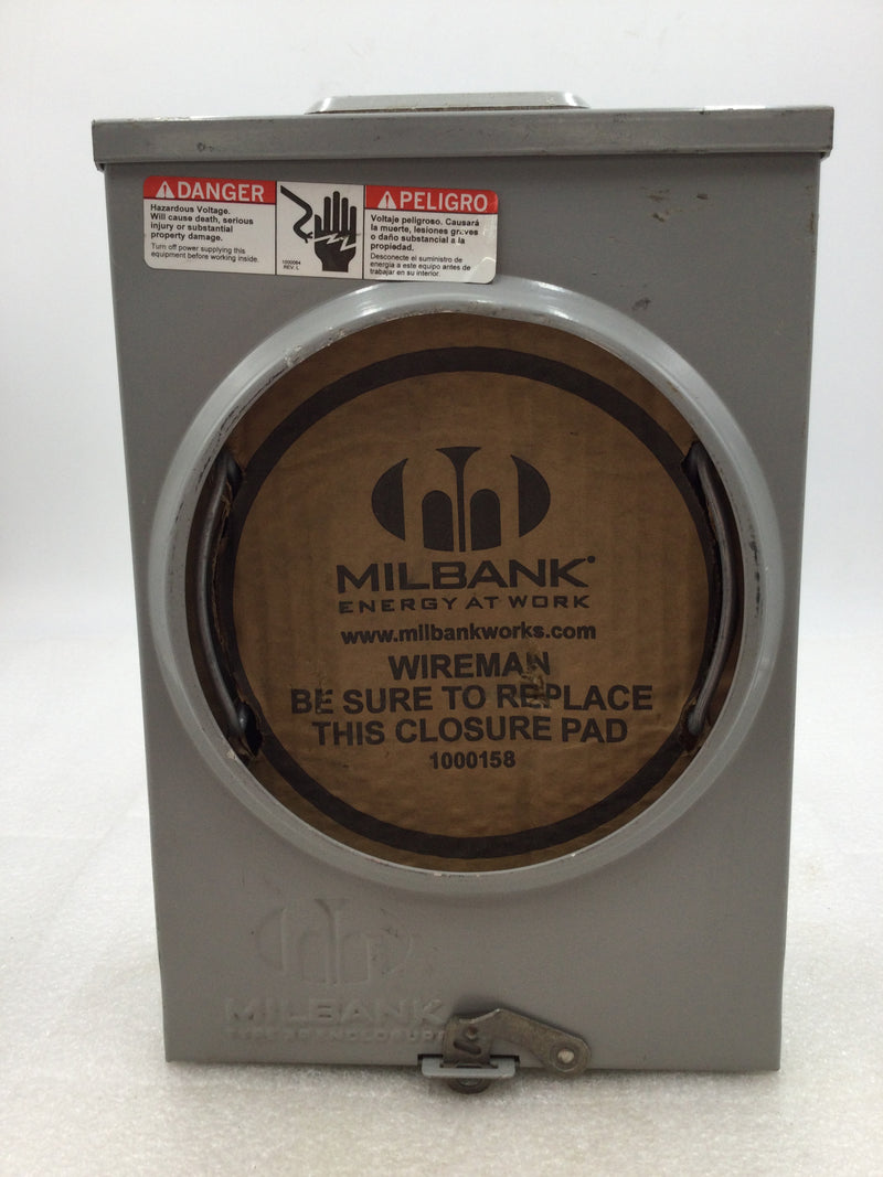 Milbank UAP8435-XL-TG-HSP 125 Amp 4 Terminal 1 Phase 600V Meter Socket