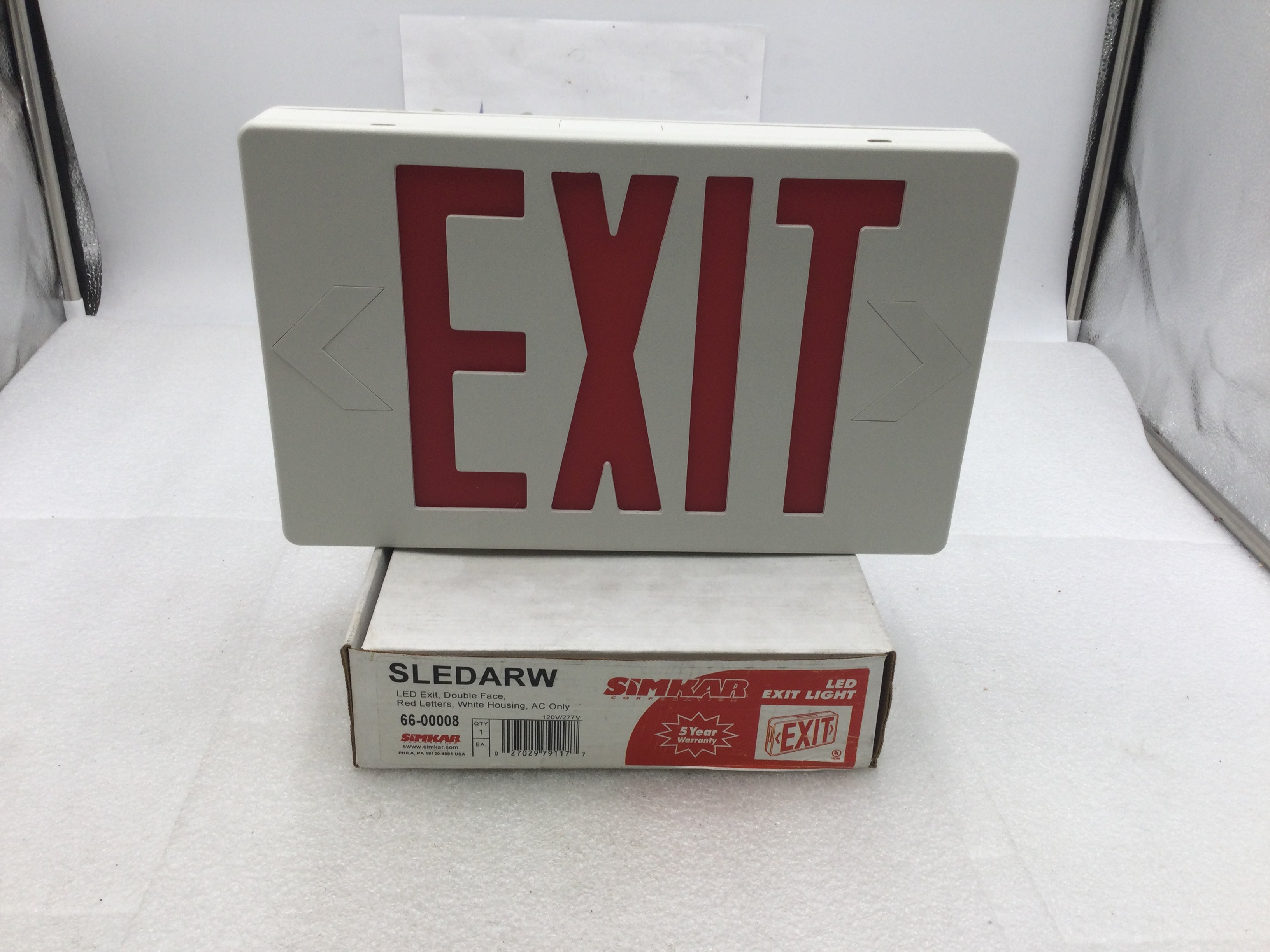 Simkar SLEDARW LED Double Face Exit Light, Dual Circuit 120/277 VAC, R