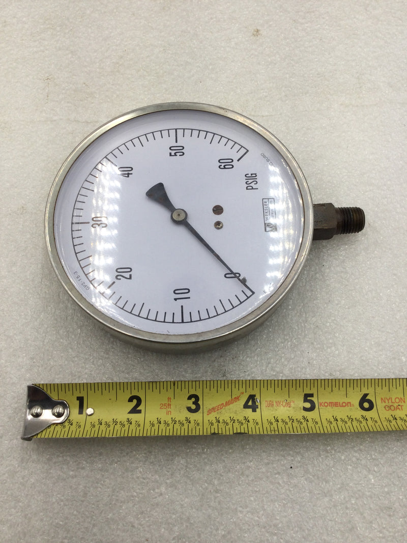 Weksler GP2-15-3 0-60 PSI Pressure Gauge 4 1/2" Face 1/4" NPT Water/Air Line