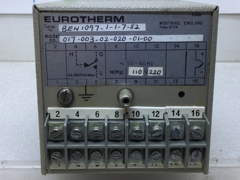 Eurotherm 017-003-02-020-01-00 Process Temp Controller Model 110-220V