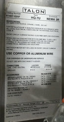 Talon 41407-025F 200A 1 - 3Ph 600VAC 7 Jaw Ringless Meter Enclosure Type HQ-7U Nema3R