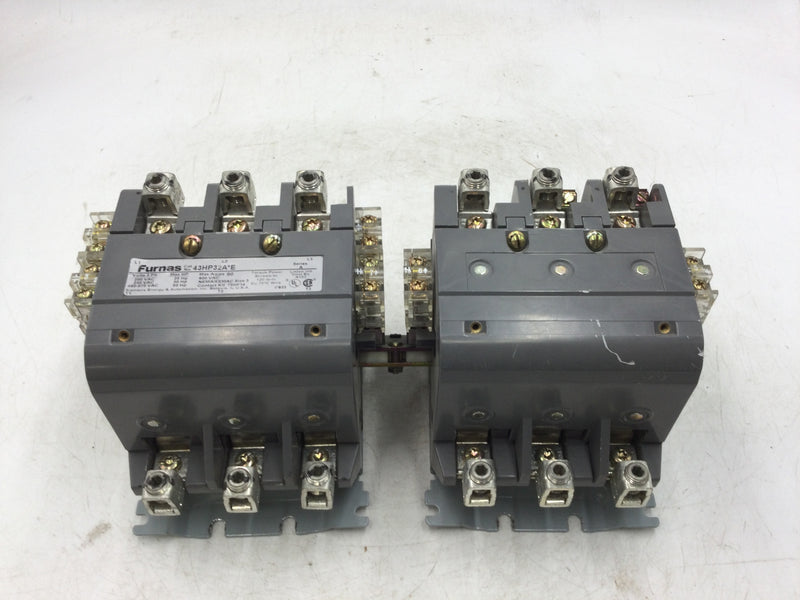 Furnas 43HP32A*E Reversing Contactor 90 Amp Max 600VAC Series A 3-Phase