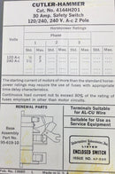 Cutler-Hammer 4144H201 30 Amp 2 Pole 1PH 120/240V Fused Safety Switch