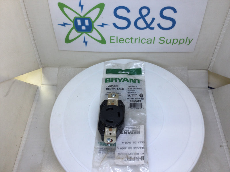 Bryant 70530-FR Flush Mount 30A 126V 2 Pole 3 Wire Grounding Nema L6-30 Locking Receptacle