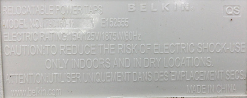 Belkin F9D160-12 6 Outlet 12FT 15 Amp 125V 1875W 60Hz Power Strip w/Power Switch