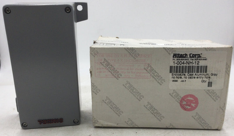Altech 1-004-NH-12 Enclosure, Cast Aluminum, Gray, no hole, no cable entry hole