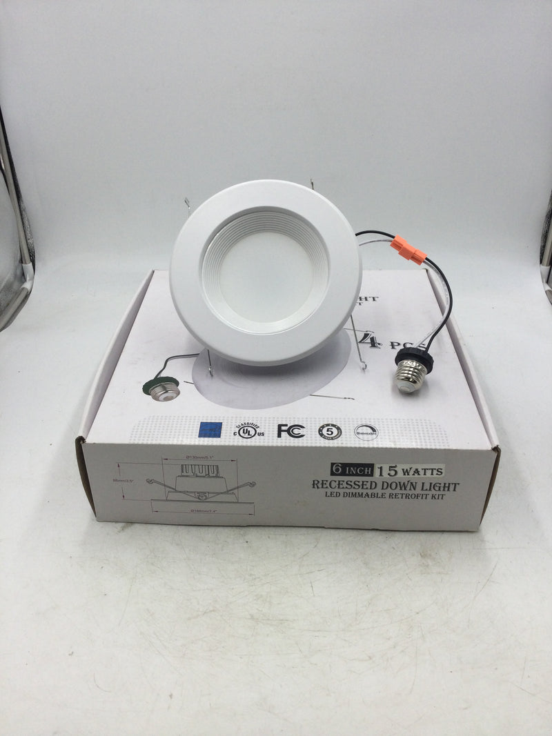 YRDL-1506550-004D 6" 15 Watt Recessed Down Light LED Dimmable Retrofit Kit 120VAC .125 Amps 60 Hz