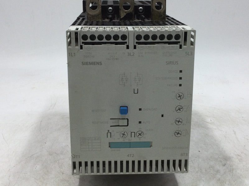 Siemens 3RW4055-6BB34 117A 75Hp @460V Control Voltage 115VAC Type 3RW40 Semiconductor Motor Starter