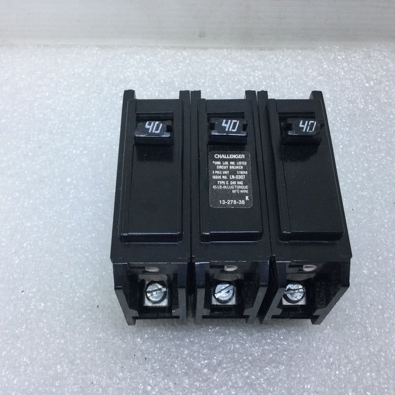 Challenger C340 40 Amp 3 Pole 240V Plug in Type C Circuit Breaker