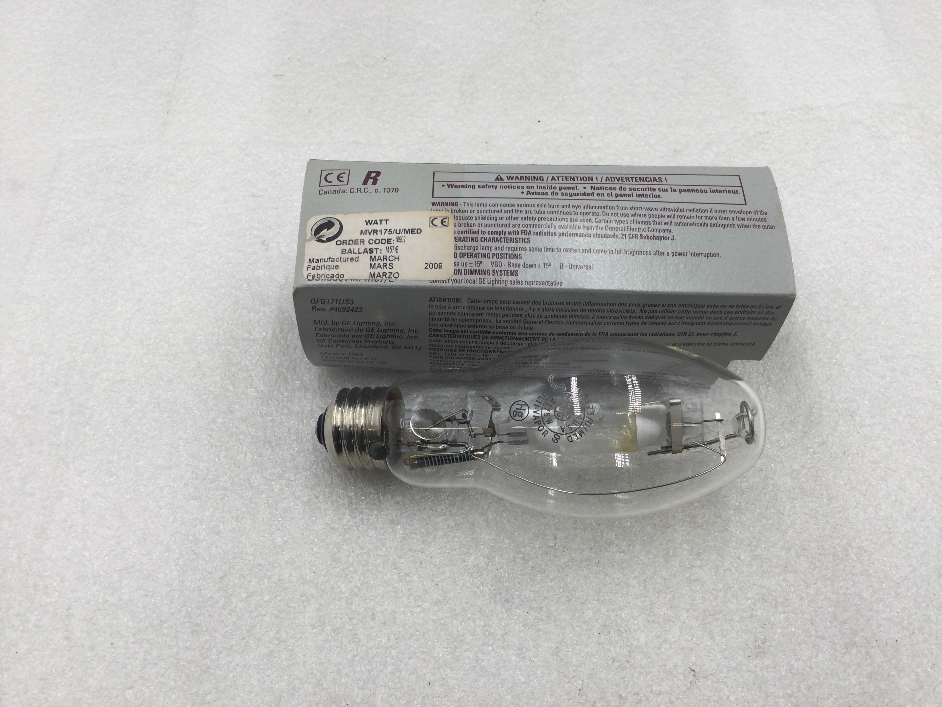 Ge 18902 GE General Electric MVR175/U/MED 18902 175 Watt Multi-Vapor Lamp