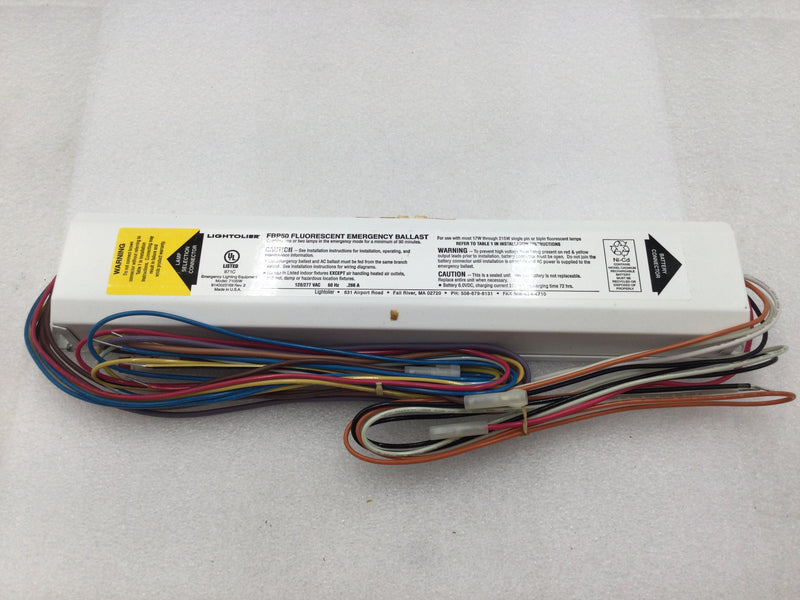 Lightolier FPB50 Fluorescent Emergency Ballast 120/277 VAC 60 HZ .266 Amp with LED Test Switch