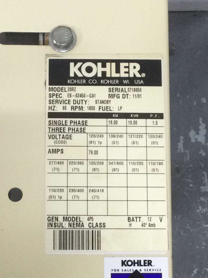Kohler 20RZ Generator Cabinet - Complete 7 Piece Set Ford LRG-425I-6005-A Engine Radiator Only (Copy)