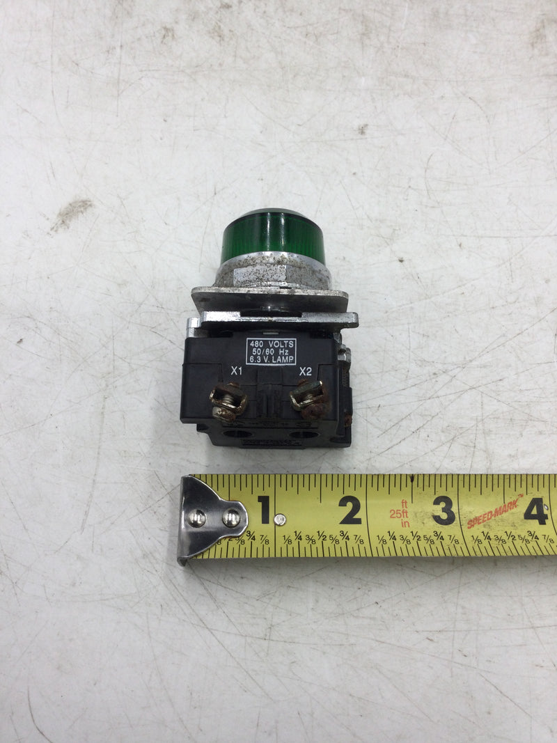 Cutler-Hammer 10250T/91000T Contact Block with Green Power On Indicator Light