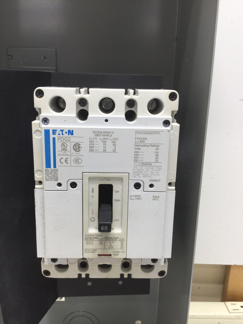 Eaton SPD2K0225 225 Amp Nema 1 Surface Mount Enclosure Frame w/3 Pole 60 Amp PDG2 Breaker
