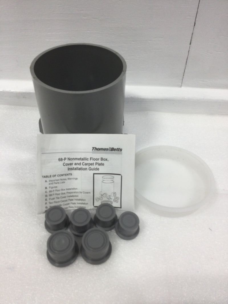 Thomas & Betts Steel City® 68-P 68 Series Flush Service Non-Metallic Floor Box, PVC, 100 cu-in Capacity, 4 Outlets, 6-3/8 in W x 6 in D