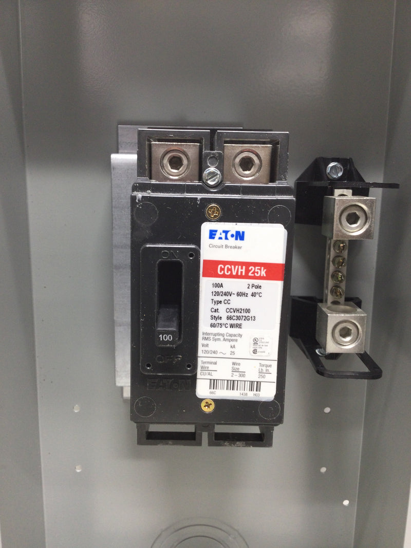 Eaton ECCVH100R 2-Pole Outdoor Front Operable Circuit Breaker Enclosure 240 VAC with CCVH2100 100 Amp Breaker