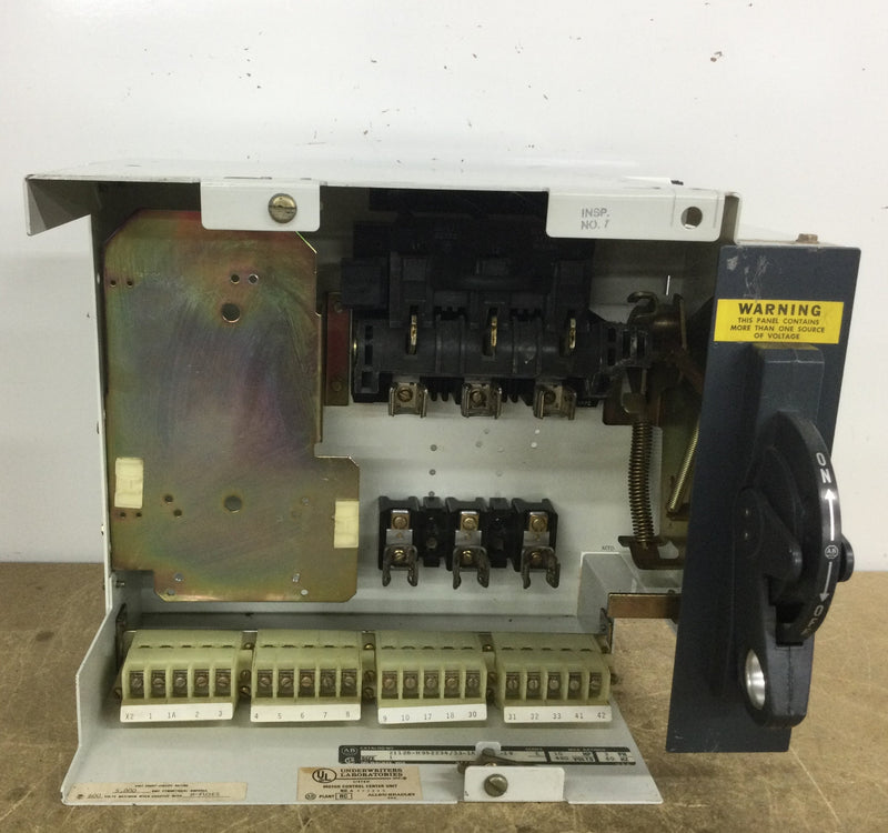 Allen Bradley 2112B-H952234/33-1A Motor Control Cabinet and Door 10 HP 480 VAC 3 Phase