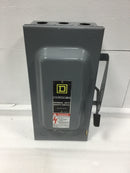 Square D D323N General Duty Indoor Fused 100 Amp 240 VAC Disconnect Switch