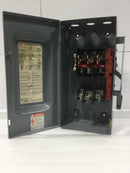 Square D D323N General Duty Indoor Fused 100 Amp 240 VAC Disconnect Switch