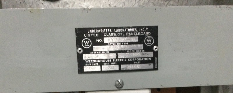 Westinghouse CG-11450 30 Circuit 200 Amp 480 VAC 3 Phase 4 Wire Type WEHB Main Load Center 20" X 41"