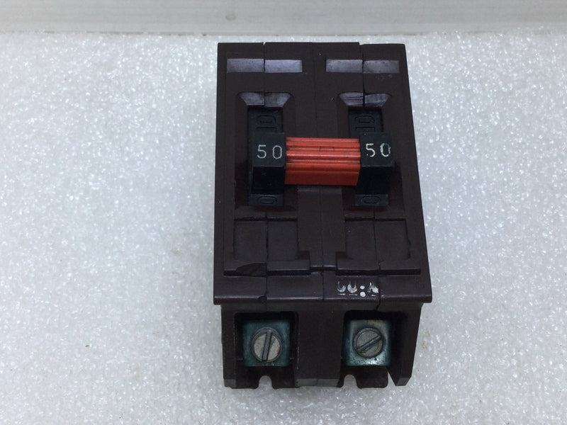 Wadsworth A250 2 Pole 50A 120/240VAC Type A Circuit Breaker Metal Foot