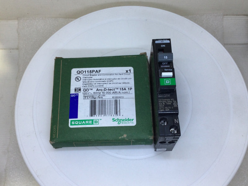 Square D QO115PAF 15 Amp 1 Pole 120V Combination Arc Fault Circuit Breaker