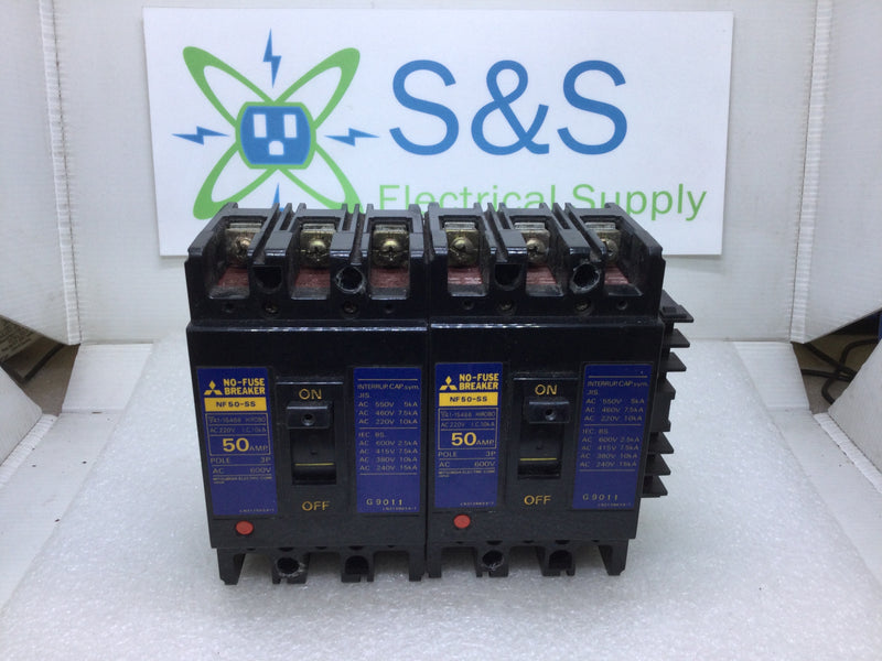 Mitsubishi Electric NF 50-SS DualNo-Fuse Breaker 50 Amp 600V 3-Phase