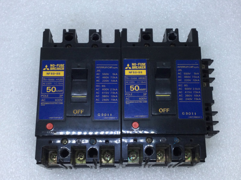 Mitsubishi Electric NF 50-SS DualNo-Fuse Breaker 50 Amp 600V 3-Phase