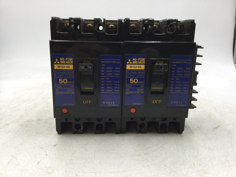Mitsubishi Electric NF 50-SS DualNo-Fuse Breaker 50 Amp 600V 3-Phase