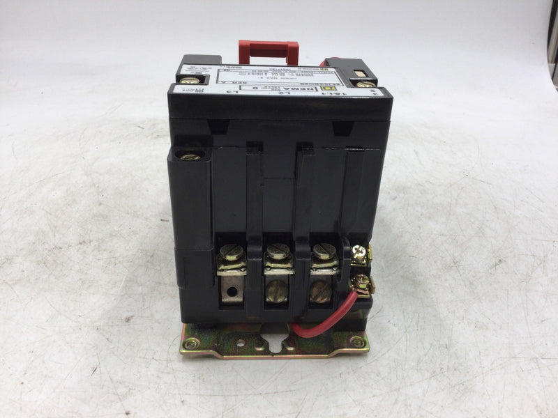 Square D 8536SBO2S Motor Starter NEMA 600V Max 50/60Hz Size 0 Series A