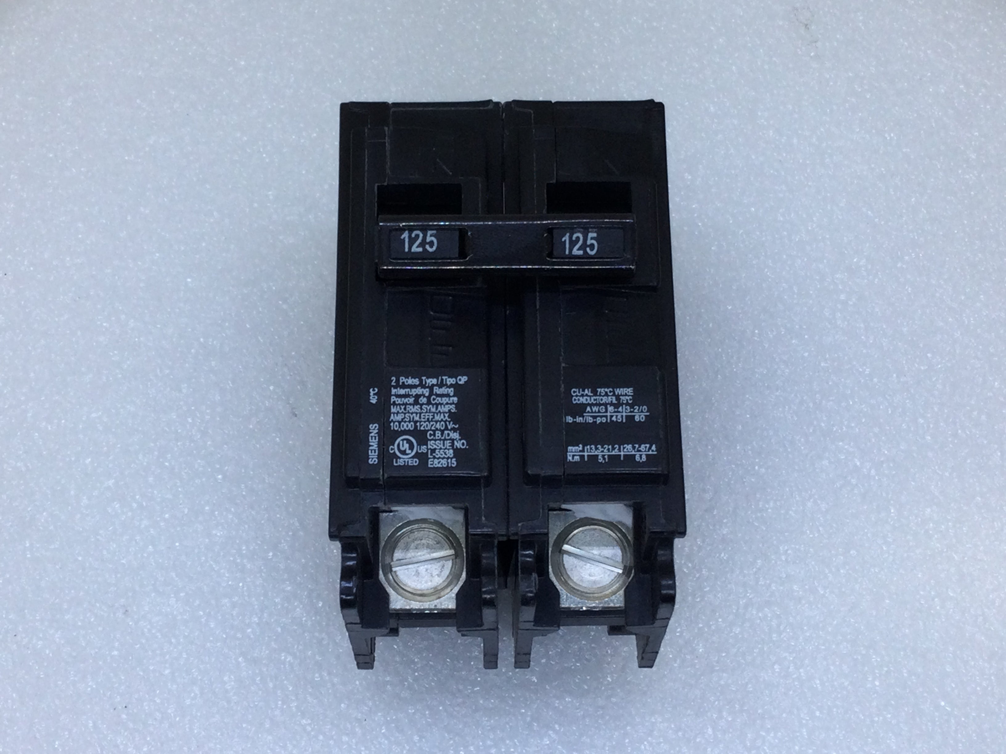 Siemens/ITE/Gould Q2125 125 Amp 2 Pole 120/240V Type QP Circuit Breake