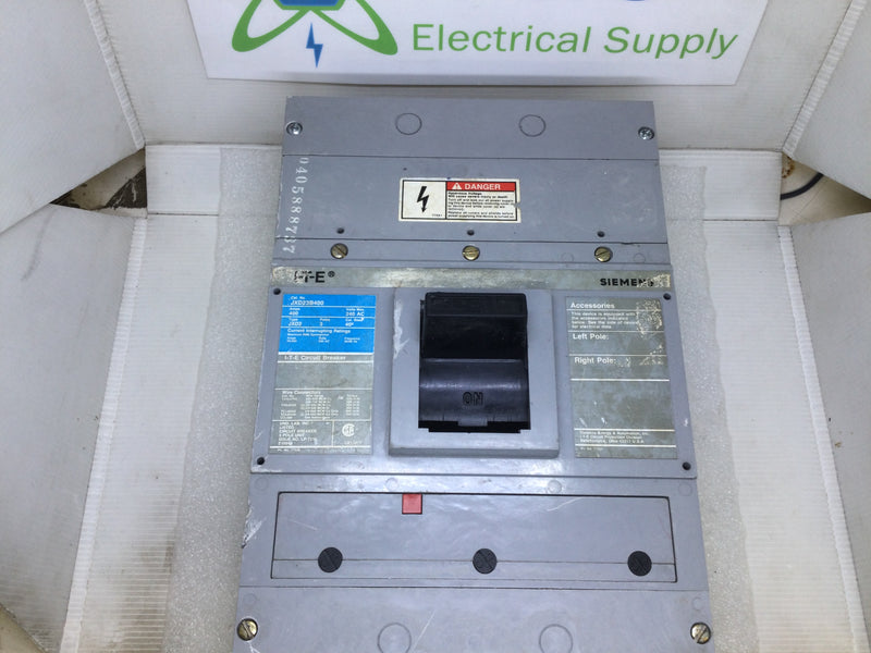 Siemens JXD23B400 3 Pole 400A 240V Type JXD2-A Circuit Breaker