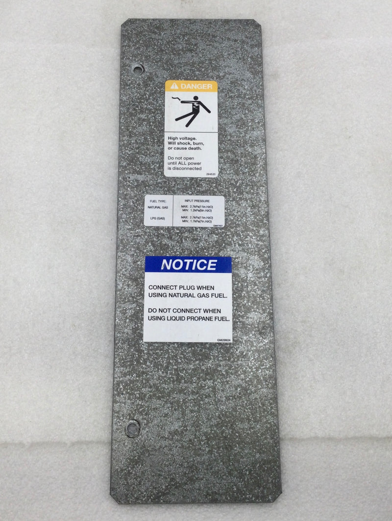 Kohler 20RESA 20kW 75 Amp 1 Phase 120/240V Panel Cover 14 5/8" x 4 1/2"