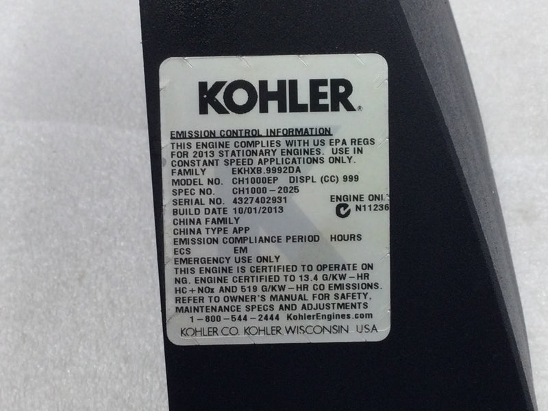 Kohler 20RESA 20kW 75 Amp 1 Phase Right Side Cylinder Cover 10 3/4" x 13 1/4"