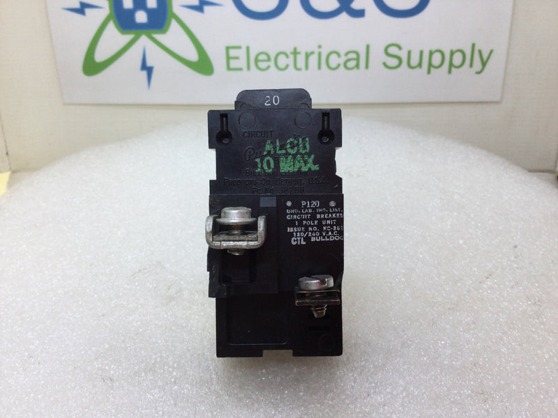 Pushmatic P120 20 Amp 1 Pole 120/240V Circuit Breaker - Cosmetic Flaw