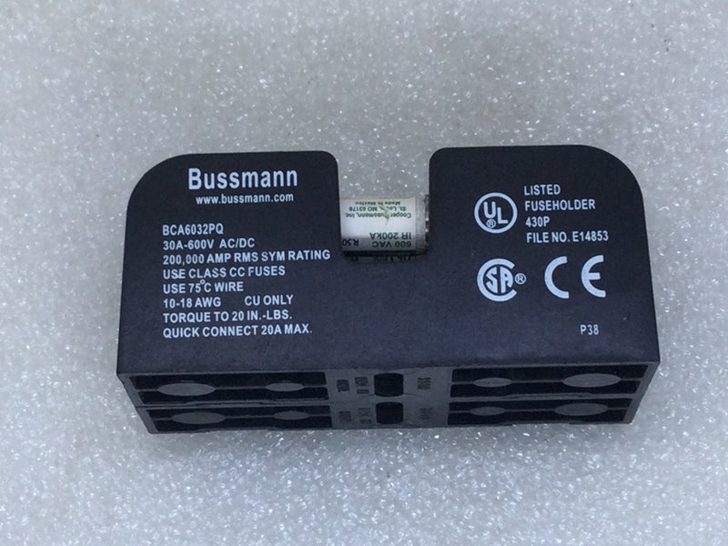 Bussmann BCA6032PQ 30 Amp 2 Pole 600V Fuse Block