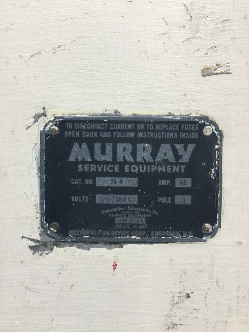 Murray 74-4 60 Amp 4 Space 125/250V Panel Door Only 11 3/4" x 8 3/4"