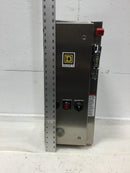 Square D 8539SBW43V81CFF4H30P51TX11 Enclosed 30 Amp combination starter 120/240V Type 4/4X Enclosure Stainless Steel Safety Switch