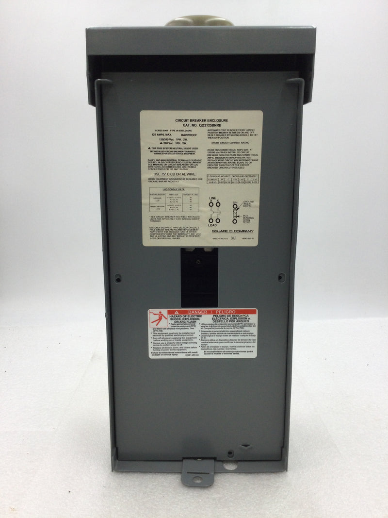 Square D QO2125BNRB 125 Amp 120/240V 1 Phase 2 Spaces Nema 3R Enclosure