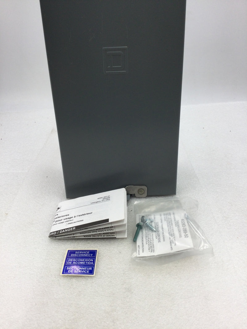 Square D QO2125BNRB 125 Amp 120/240V 1 Phase 2 Spaces Nema 3R Enclosure