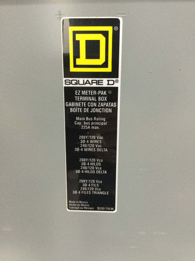Square D EZ Meter-PAK Terminal Box EZM3225TB Series M03, 225 A, 208/120V Type 3R