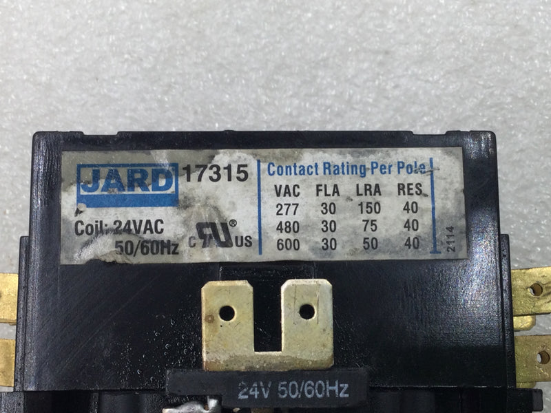 Jard 17315 30 Amp 2 Pole 600V 50/60Hz Contactor Coil - Cosmetic Flaw
