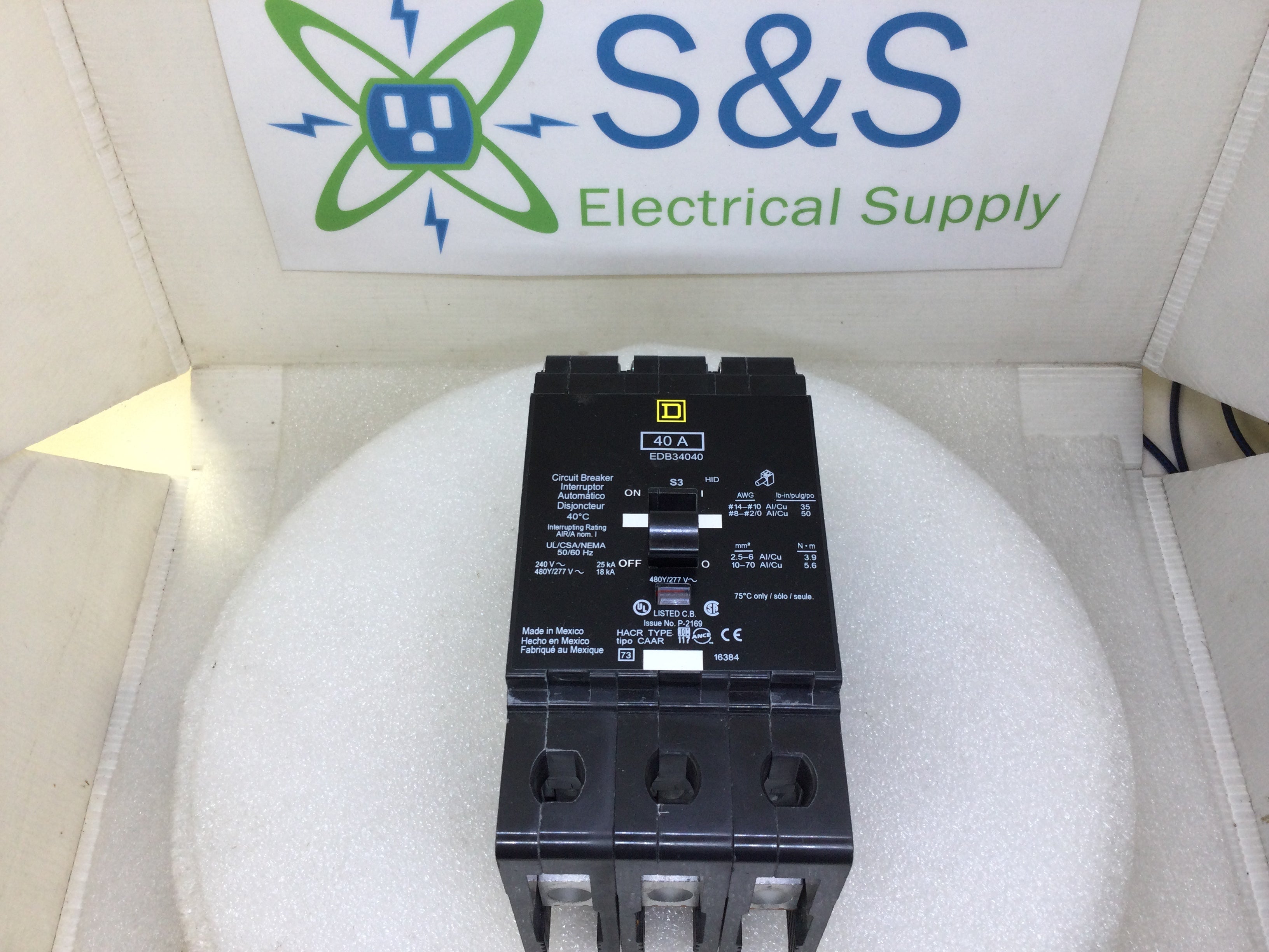 Square D EDB34040 40 Amp 3 Pole 480V Bolt On Circuit Breaker