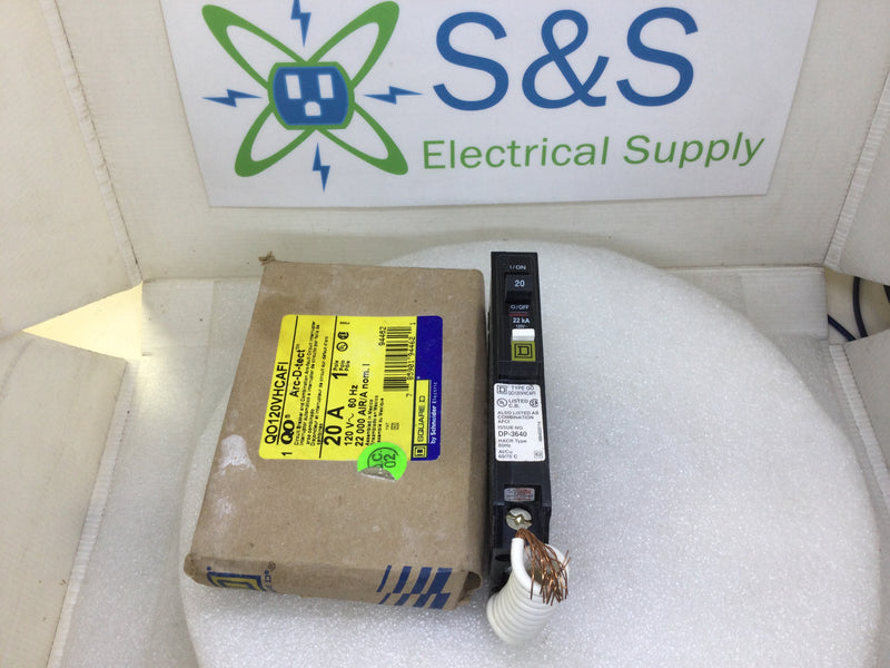 Square D QO120VHCAFI 20 Amp 1P 120V 22K Combination Arc Fault Circuit Breaker