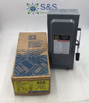 Square D D222N 60 Amp 2 Pole 120/240V Fusible Safety Switch 14 5/8" x 7 3/4"